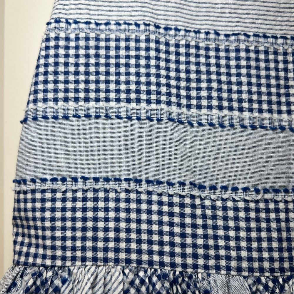 Genuine Kids By Oshkosh Navy And White Checkered Girls 5T PuffyDress Pearl Snaps - Picture 4 of 16